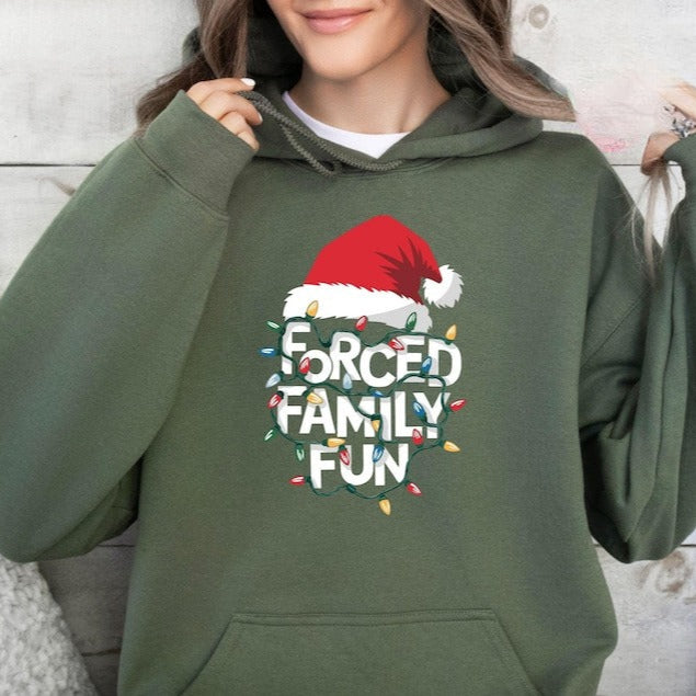 Forced Family Fun Sweatshirt Family Matching Hoodie Sarcastic Christmas Sweatshirt Xmas Party Hoodie Santa Hat Hoodie Family Reunion 1759910554241.jpg