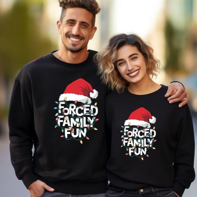 Forced Family Fun Sweatshirt Family Matching Hoodie Sarcastic Christmas Sweatshirt Xmas Party Hoodie Santa Hat Hoodie Family Reunion 1759910554242.jpg
