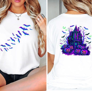 Spooky Neon Halloween Shirt Retro Bat Pumpkin Haunted House Tee 1759914966519.jpg
