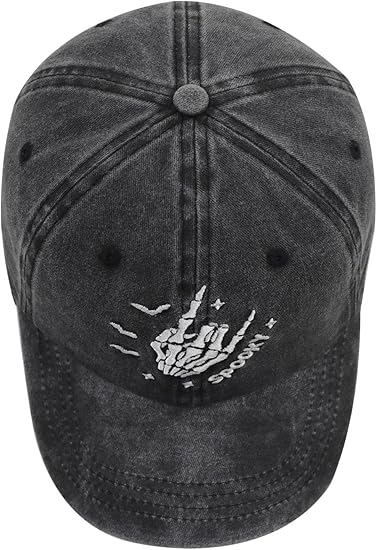 Halloween Spooky Hat For Men Women Funny Adjustable Cotton Embroidered Skeleton Hand Baseball Cap 1759977379623.jpg
