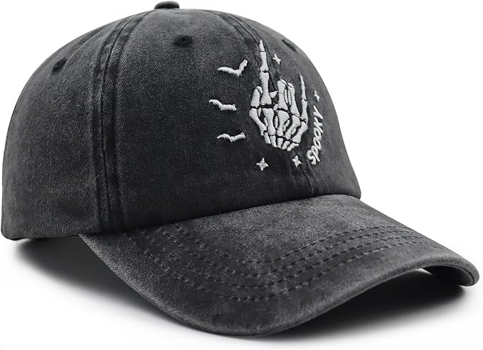 Halloween Spooky Hat For Men Women Funny Adjustable Cotton Embroidered Skeleton Hand Baseball Cap 1759977379635.jpg
