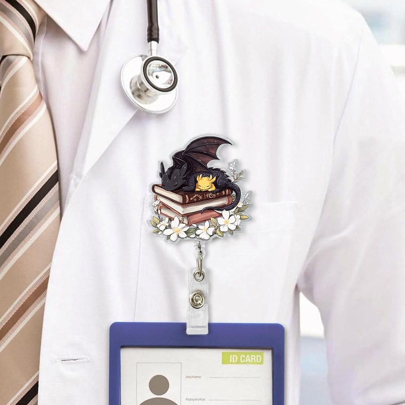 Fantasy Bookish Badge Reel 4th Wing Dragon Badge Reel Book Lover Gift Id Holder Badge Clip For Reader Fantasy Dragon Badge Reel 1760000549970.jpg