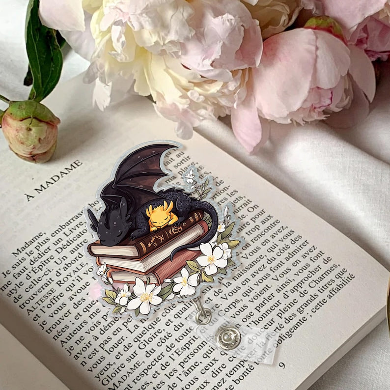 Fantasy Bookish Badge Reel 4th Wing Dragon Badge Reel Book Lover Gift Id Holder Badge Clip For Reader Fantasy Dragon Badge Reel 1760000550537.jpg