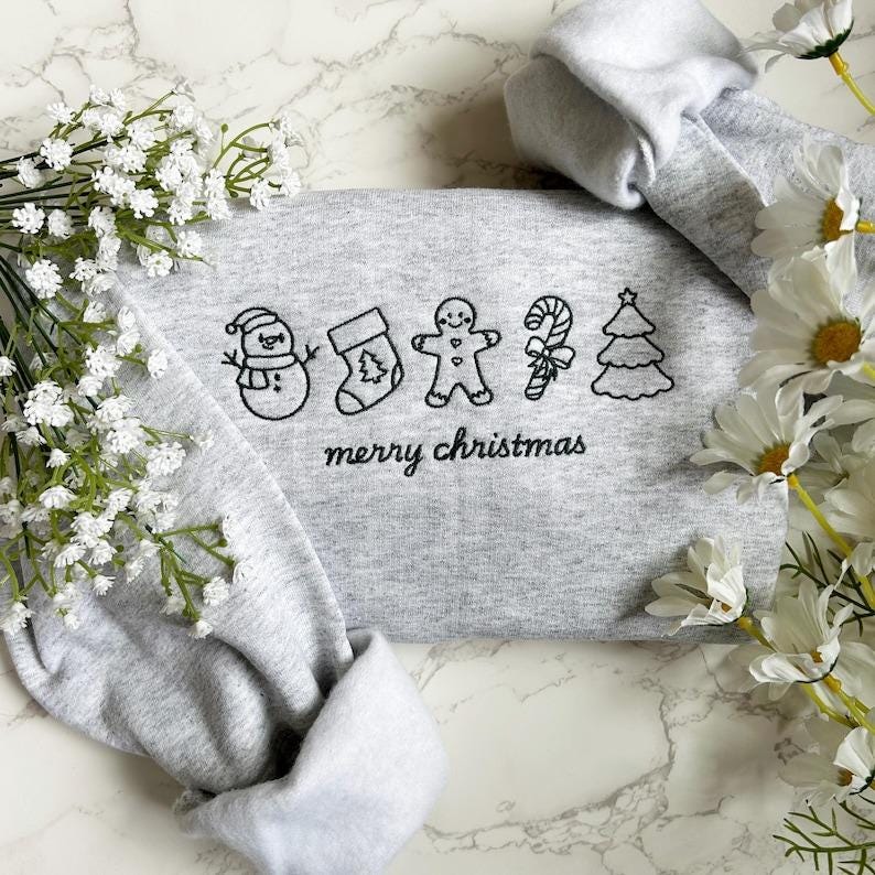 Embroidered Merry Christmas Design Embroidered Christmas Crewneck Design Embroidered Gingerbread Design Custom Xmas Gift 1760324828929.jpg