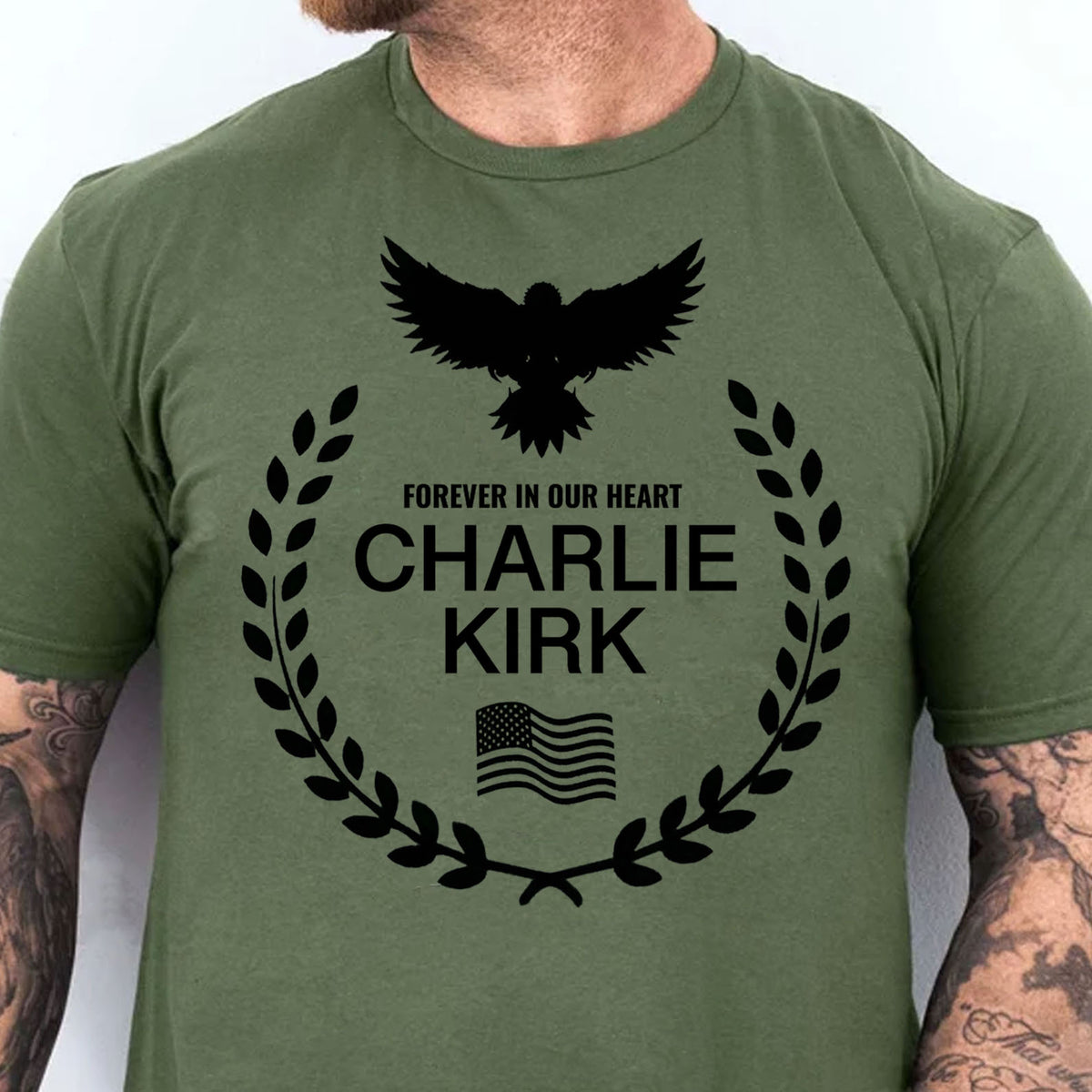 Charlie Kirk Memorial Tee Patriotic Eagle Wreath Forever In Our Hearts T Shirt Conservative Tribute Gift Justice For Charlie Kirk 682827 1760348237857.jpg