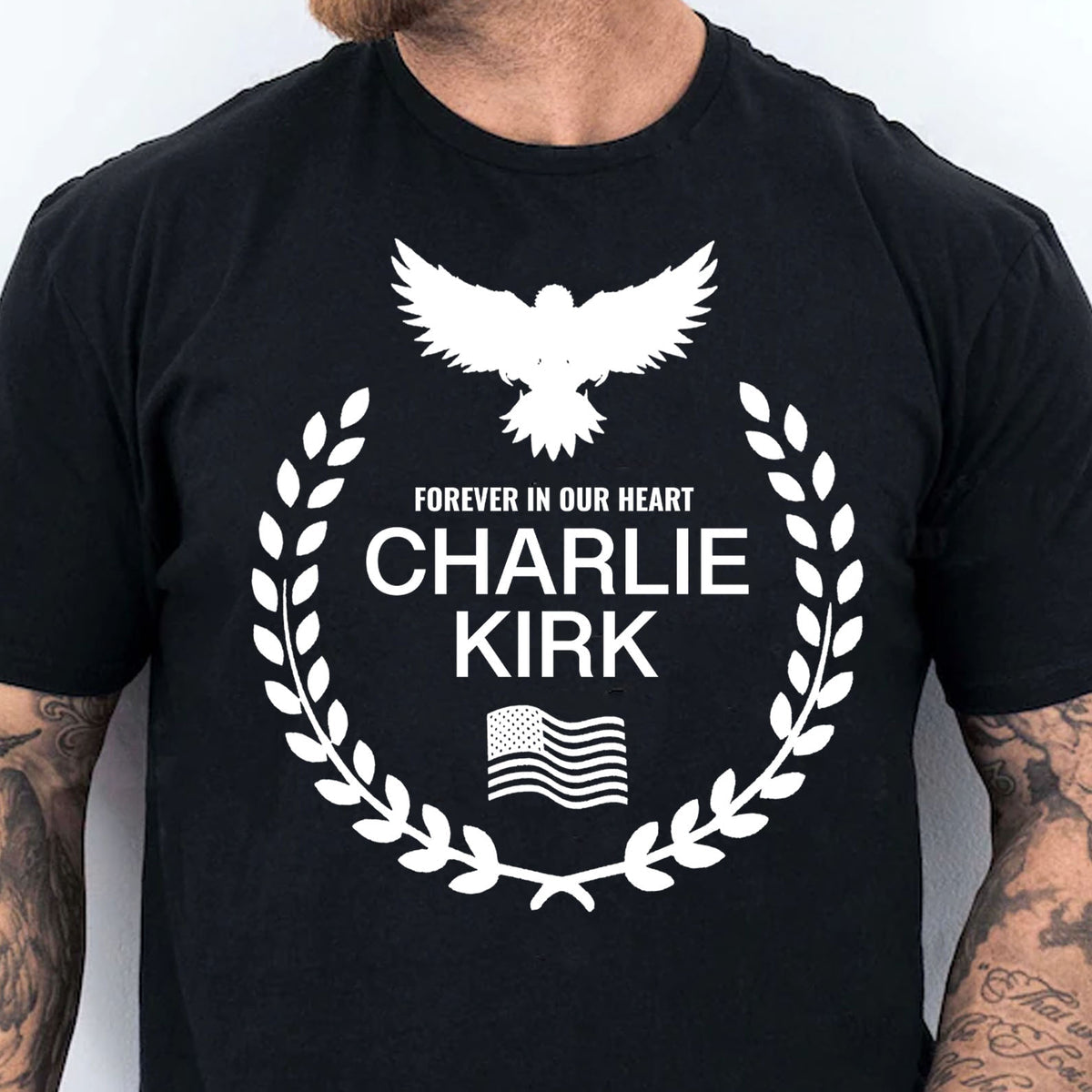 Charlie Kirk Memorial Tee Patriotic Eagle Wreath Forever In Our Hearts T Shirt Conservative Tribute Gift Justice For Charlie Kirk 682827 1760348237861.jpg