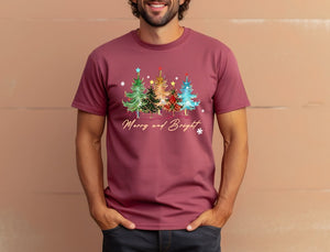 Merry And Bright Trees Womens Christmas Shirt Womans Holiday Shirtchristmas Giftchic Winter Shirtcute Holiday Teechristmas Tree Shirt 1760410864858.jpg