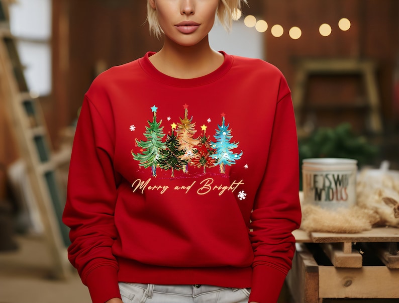 Merry And Bright Trees Womens Christmas Shirt Womans Holiday Shirtchristmas Giftchic Winter Shirtcute Holiday Teechristmas Tree Shirt 1760410865399.jpg