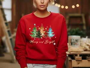 Merry And Bright Trees Womens Christmas Shirt Womans Holiday Shirtchristmas Giftchic Winter Shirtcute Holiday Teechristmas Tree Shirt 1760410865399.jpg