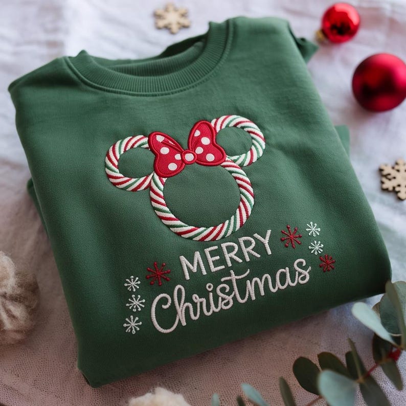 Embroidered Peppermint Minnie Christmas Sweatshirt Minnie Mouse Xmas Sweater Holiday Shirt Candy Cane Christmas Shirt Merry Xmas 1760434253700.jpg