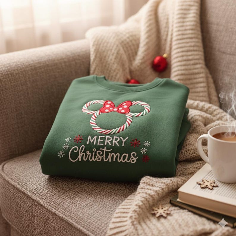 Embroidered Peppermint Minnie Christmas Sweatshirt Minnie Mouse Xmas Sweater Holiday Shirt Candy Cane Christmas Shirt Merry Xmas 1760434253837.jpg