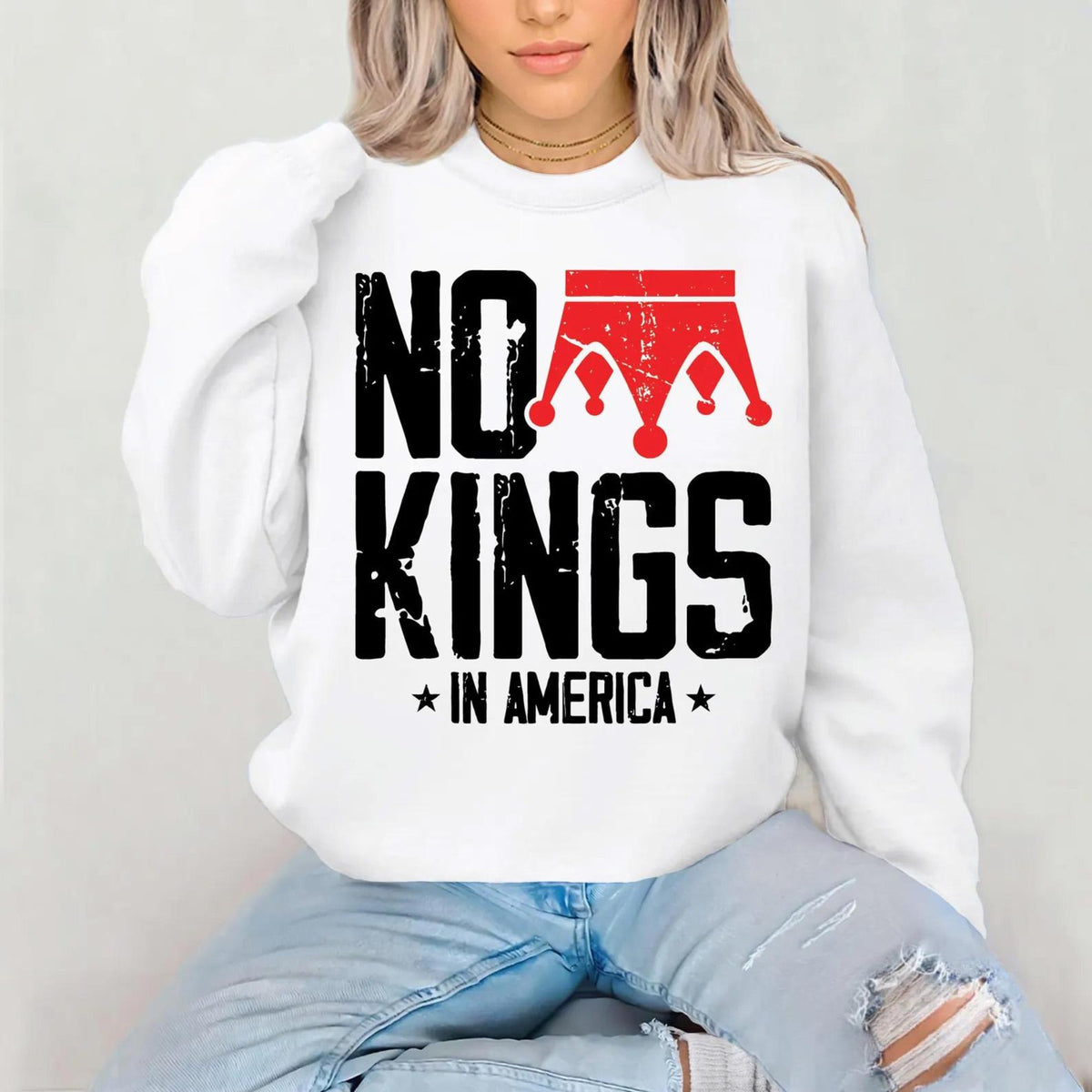 No Kings In America Sweatshirt Protest Shirt Democracy Sweatshirt Gift For Anti Maga Patriotic Sweater Liberal Shirt 1760944847088.jpg