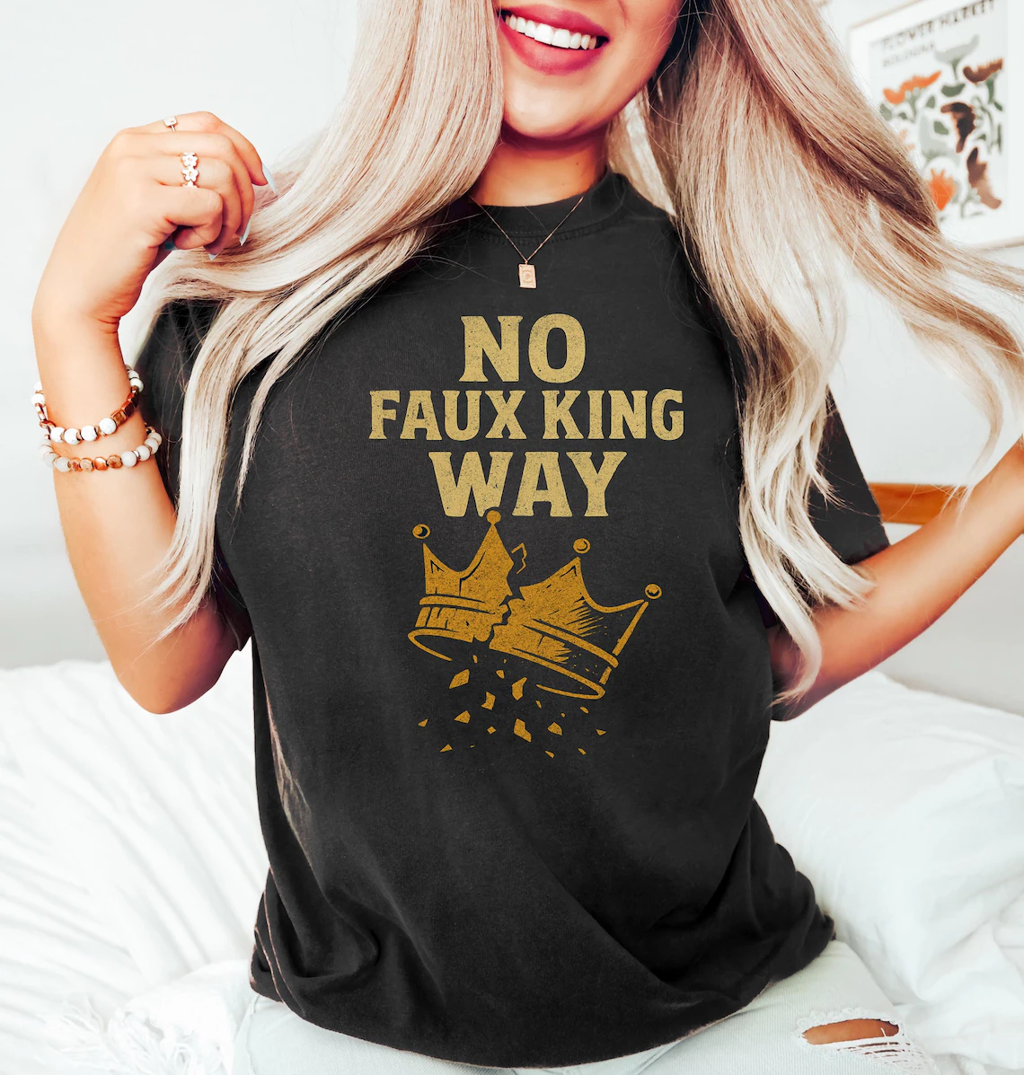 No Faux King Way Shirt Political Protest T Shirt Snarky No Kings In America Outfit Snarky Tee 1760948970593.png