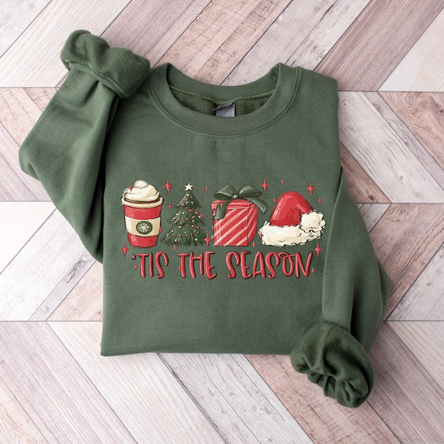Tis The Season Christmas Sweatshirt Christmas Coffee Shirt Funny Christmas Crewneck Festive Holiday Tshirt Christmas Sweater 1761017054342.jpg