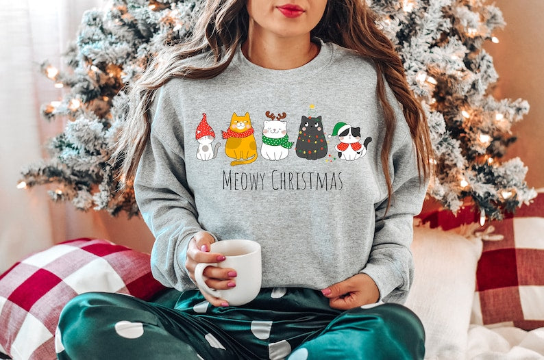 Meowy Christmas Sweatshirthappy Cat Year Shirtfunny Christmas Cat Shirtcat Christmas Sweatshirtcats Sweatshirtcat Lover Christmas Shirt 1761020630507.jpg
