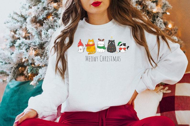 Meowy Christmas Sweatshirthappy Cat Year Shirtfunny Christmas Cat Shirtcat Christmas Sweatshirtcats Sweatshirtcat Lover Christmas Shirt 1761020630557.jpg