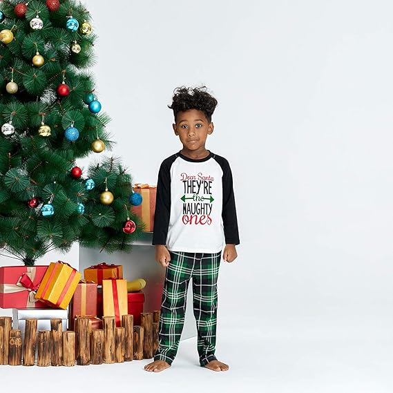 Matching Family Pajamas Sets Christmas Pjs Letter Print Top And Plaid Bottom Sleepwear Jammies With Pockets 1761038341173.jpg