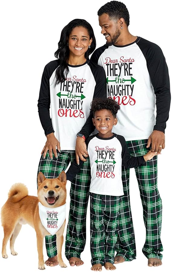 Matching Family Pajamas Sets Christmas Pjs Letter Print Top And Plaid Bottom Sleepwear Jammies With Pockets 1761038341310.jpg