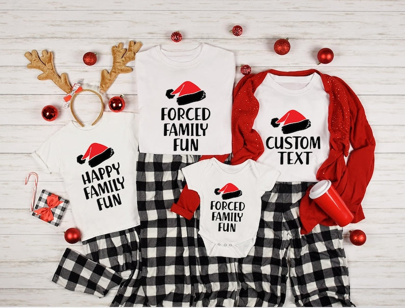 Sarcastic Christmas Family Tee Forced Family Fun Santa Hat Shirt 1761191230372.jpg