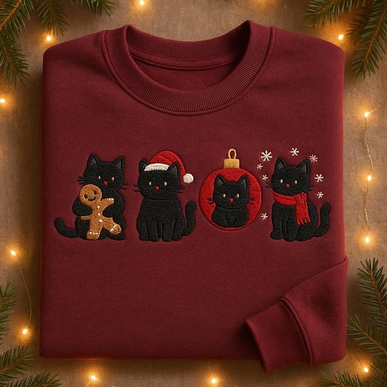 Christmas Black Cats Embroidered Sweatshirt Cute Holiday Cat Lover Sweater Festive Cat Crewneck Funny Xmas Gift Cozy Winter Pet Shirt 1761192660975.jpg