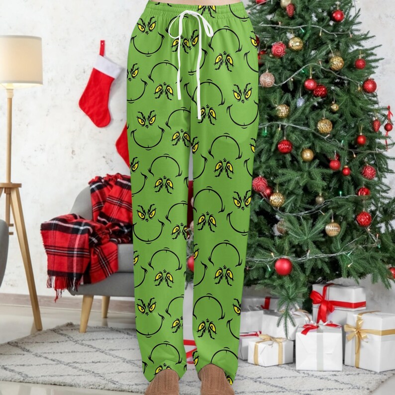 Grinch Face Christmas Pajama Pants Cozy Holiday Grinch Pj Pants Family Matching Christmas Pajamas Xmas Season Sleepwear Christmas Gift 1761291709492.jpg