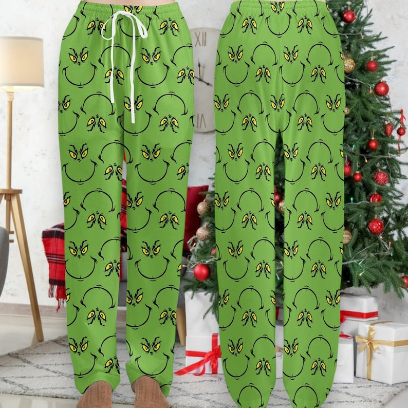 Grinch Face Christmas Pajama Pants Cozy Holiday Grinch Pj Pants Family Matching Christmas Pajamas Xmas Season Sleepwear Christmas Gift 1761291709677.jpg