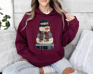Faux Patchwork Snowman Sweatshirt Patchwork Christmas Sweater Christmas Faux Patchwork Hoodie Gift For Christmas Holiday Crewneck 1761296115564.jpg