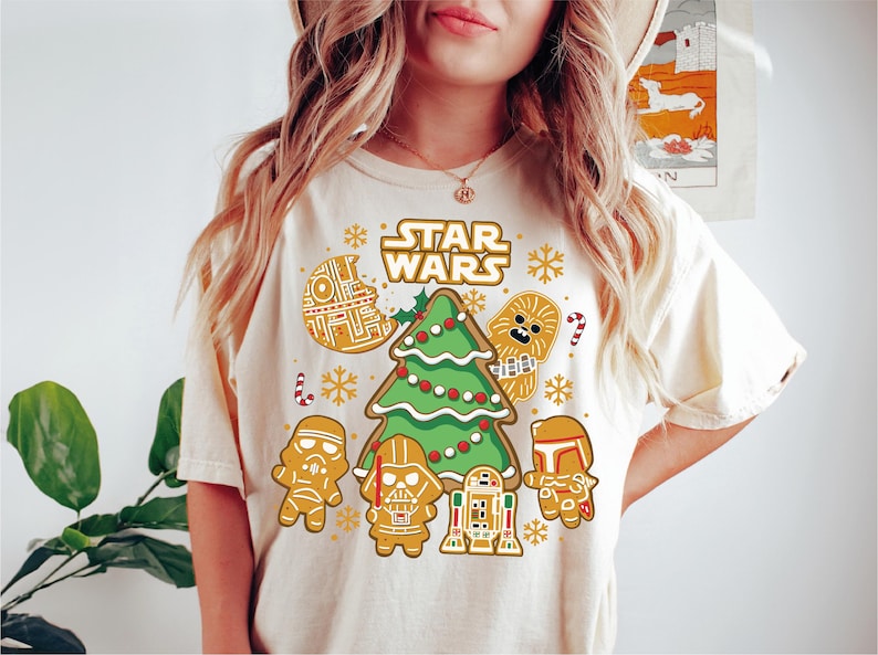Star Wars Gingerbread Christmas Shirt Darth Vader Xmas Tree Tee Mandalorian Gingerbread Xmas Shirt Chewbacca Christmas Sweatshirt 1761296451458.jpg
