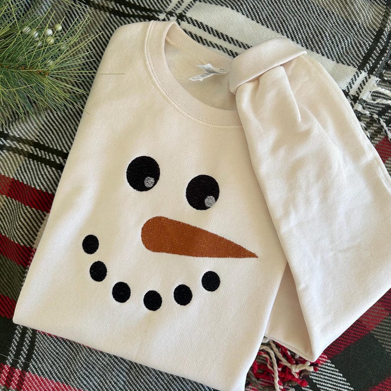 Embroidered Snowman Adult Sweatshirt   Holiday Sweater For Women   Cute Christmas Crewneck   Frosty   Holiday Christmas Pullover 1761297697039.jpg