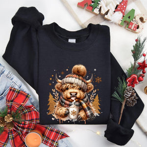 Cute Highland Cow Christmas Tree Shirt Hot Cocoa Cozy Winter Fluffy Cow Xmas Holiday Tee Trendy Highland Cow Xmas Sweatshirt 1761298003393.jpg