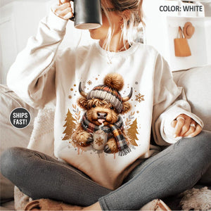 Cute Highland Cow Christmas Tree Shirt Hot Cocoa Cozy Winter Fluffy Cow Xmas Holiday Tee Trendy Highland Cow Xmas Sweatshirt 1761298003453.jpg
