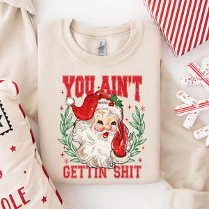 You Aint Gettin Shit Santa Sweatshirt Funny Santa Claus Shirts Ugly Christmas Sweater Nasty Santa Crewneck Sassy Santa Claus Sweater 1761298556927.jpg