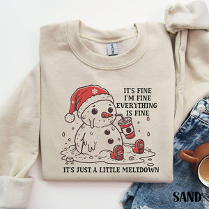 Funny Christmas Mental Health Sweatshirt Its Fine Snowman Meltdown Shirt Vintage Holiday Party Crewneck Sweater Winter Sarcastic Shirt 1761359980313.jpg