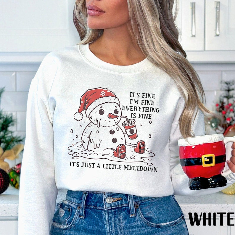 Funny Christmas Mental Health Sweatshirt Its Fine Snowman Meltdown Shirt Vintage Holiday Party Crewneck Sweater Winter Sarcastic Shirt 1761359991961.jpg