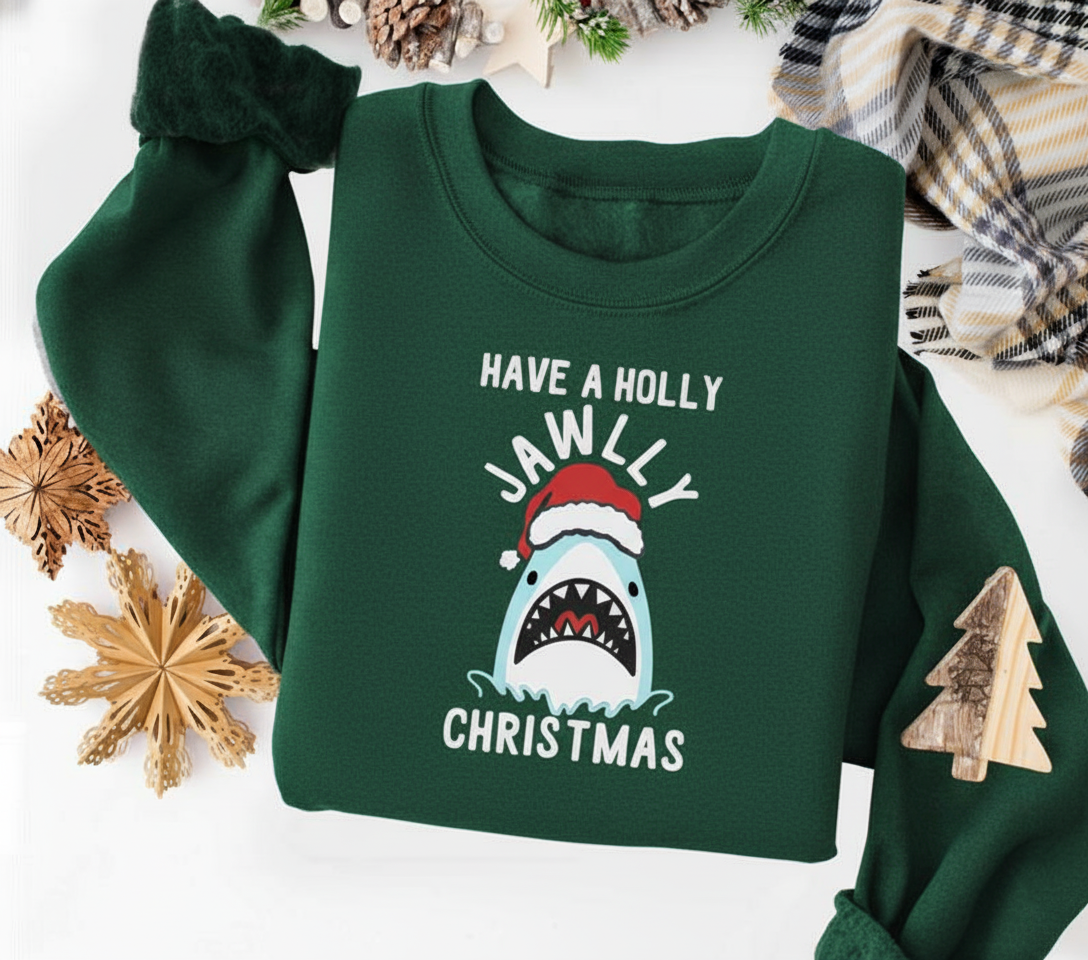 Have A Holly Jawly Christmas Sweatshirt Shark Sweatshirt Christmas Movie T Shirt Funny Christmas Tee Sarcastic Shirt Christmas Jaws Tee 1761364562501.png