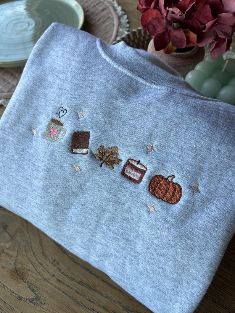 Book Lover Fall Embroidered Sweatshirt Womens Fall Bookish Sweatshirt Book Lover Gift Cute Autumn Pumpkin Coffee Shirt Cozy Fall Shirt 1761536172034.jpg