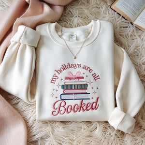 Embroidered Sweatshirt My Holidays Are Booked Shirt Christmas Shirt Womens Holiday Tee Book Shirt Bookworm Christmas Teebook Lover Gift 1761549979792.jpg