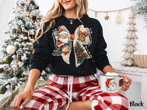 Vintage Retro Santa Christmas Shirt Cute Snowman  Reindeer With Coquette Bow Perfect Holiday Gift Most Wonderful Time Of The Year 1761552476122.jpg