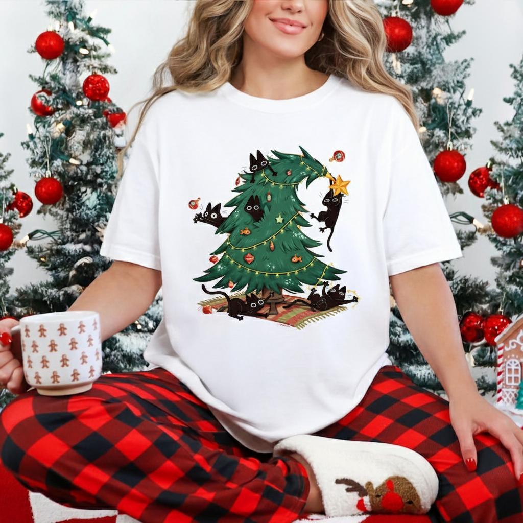 Christmas Tree And Cat T Shirt Cute Christmas Shirt Cat Owner Christmas Gift Cat Lover Xmas Shirt Christmas Tree Shirt 1761554392043.png