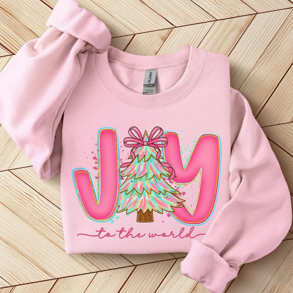 Joy To The World Sweatshirt Coquette Jesus Christmas Tee Preppy Pink Christmas Crewneck Youth Christmas Shirt Bible Verse Shirt Nativity Tee 1761555380804.png