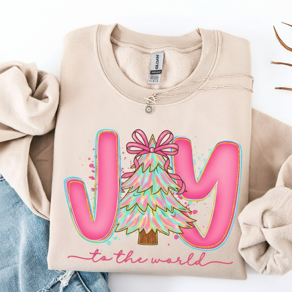 Joy To The World Sweatshirt Coquette Jesus Christmas Tee Preppy Pink Christmas Crewneck Youth Christmas Shirt Bible Verse Shirt Nativity Tee 1761555385388.png