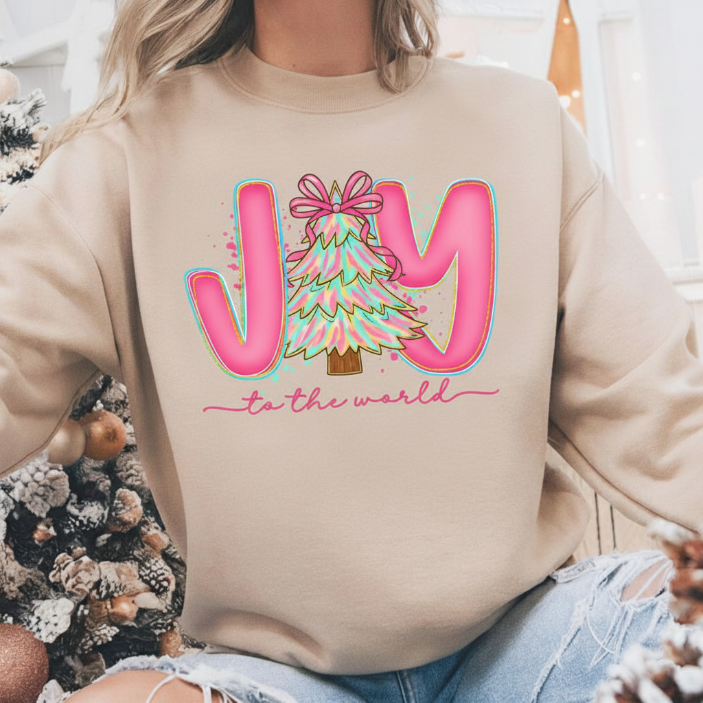 Joy To The World Sweatshirt Coquette Jesus Christmas Tee Preppy Pink Christmas Crewneck Youth Christmas Shirt Bible Verse Shirt Nativity Tee 1761555385559.png