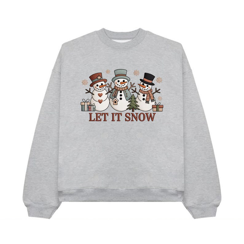 Snowman Christmas Embroidery File Let It Snow Stitch Design Holiday Shirt Pattern Winter Sweatshirt Project For Family Matching Outfit 1761624256490.jpg