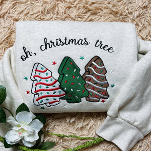 Oh Christmas Tree Cake Embroidered Sweatshirt Christmas Tree Cake Crewneck Gift For Womens  Retro Holiday Crewneck 1761627535854.jpg