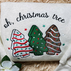 Oh Christmas Tree Cake Embroidered Sweatshirt Christmas Tree Cake Crewneck Gift For Womens  Retro Holiday Crewneck 1761627535856.jpg