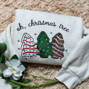 Oh Christmas Tree Cake Embroidered Sweatshirt Christmas Tree Cake Crewneck Gift For Womens  Retro Holiday Crewneck 1761627535868.jpg