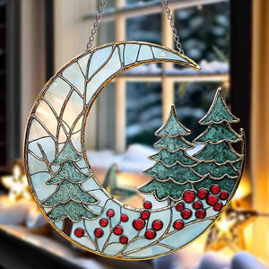 Moon And Pine Trees Acrylic Suncatcher Ornament Christmas Tree Window Hanging Holiday Decor Gift Winter Holiday Decor Christmas Gift 1761640697279.jpg