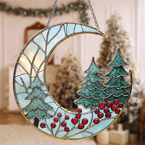 Moon And Pine Trees Acrylic Suncatcher Ornament Christmas Tree Window Hanging Holiday Decor Gift Winter Holiday Decor Christmas Gift 1761640697762.jpg
