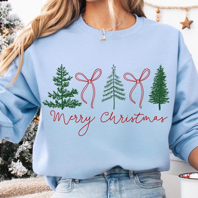 Preppy Christmas Tree Shirt Christmas Coquette Bow Shirt Merry Christmas Shirt  Coquette Merry Christmas Shirt 1761642350860.jpg
