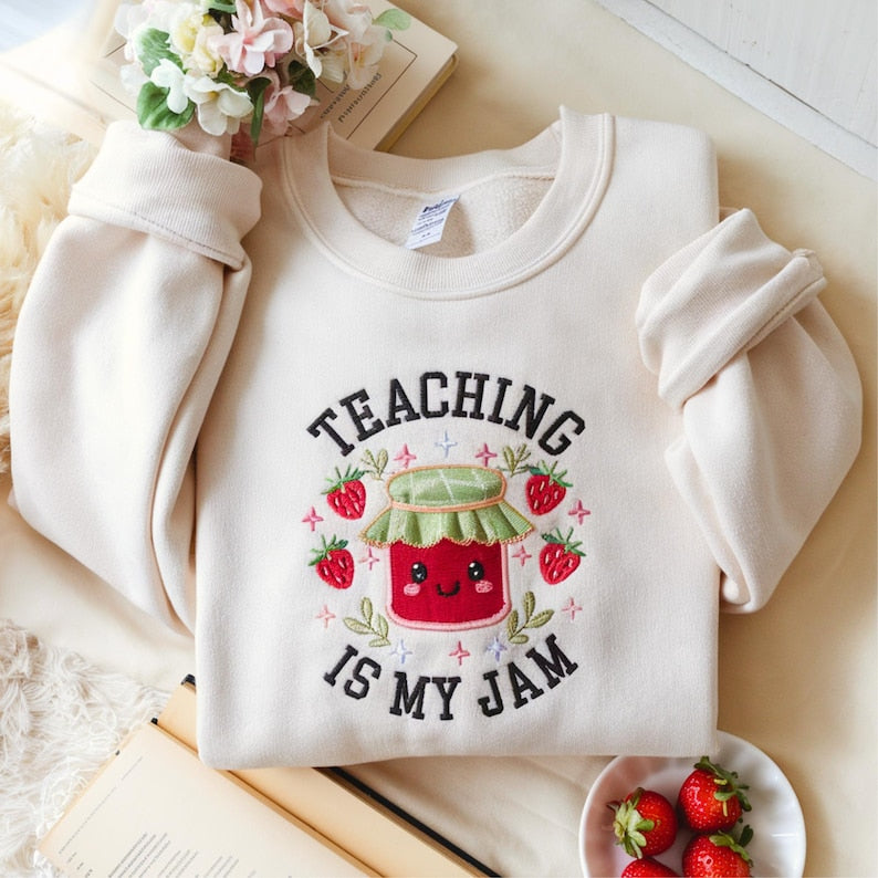 Teaching Is My Jam Embroidered Teacher Sweatshirt Teacher Appreciation Gift 1761642825600.jpg